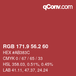 カラーコード: RGB 171.9 56.2 60 | qconv.com