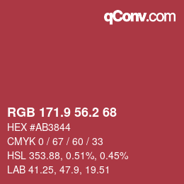 カラーコード: RGB 171.9 56.2 68 | qconv.com