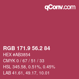 カラーコード: RGB 171.9 56.2 84 | qconv.com