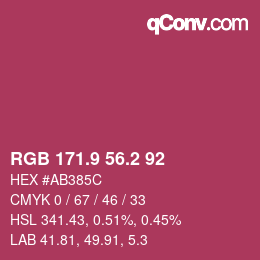 カラーコード: RGB 171.9 56.2 92 | qconv.com