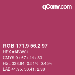 カラーコード: RGB 171.9 56.2 97 | qconv.com