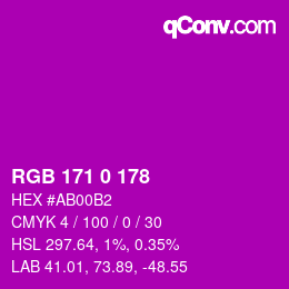Color code: RGB 171 0 178 | qconv.com