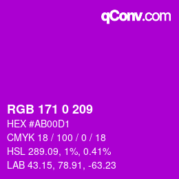 Code couleur: RGB 171 0 209 | qconv.com