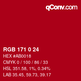 カラーコード: RGB 171 0 24 | qconv.com