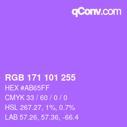 Color code: RGB 171 101 255 | qconv.com