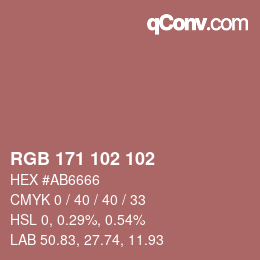 Farbcode: RGB 171 102 102 | qconv.com