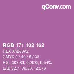 Color code: RGB 171 102 162 | qconv.com