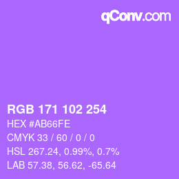 Color code: RGB 171 102 254 | qconv.com