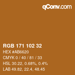 Color code: RGB 171 102 32 | qconv.com
