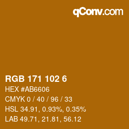 Color code: RGB 171 102 6 | qconv.com