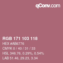 Color code: RGB 171 103 118 | qconv.com