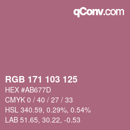 Color code: RGB 171 103 125 | qconv.com