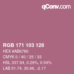 Color code: RGB 171 103 128 | qconv.com