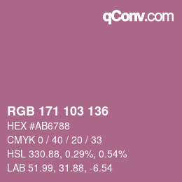 カラーコード: RGB 171 103 136 | qconv.com