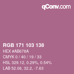 Color code: RGB 171 103 138 | qconv.com