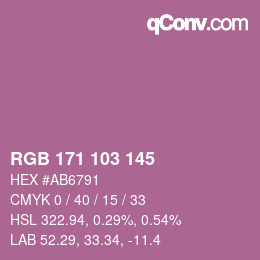 カラーコード: RGB 171 103 145 | qconv.com