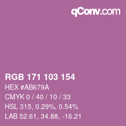 Color code: RGB 171 103 154 | qconv.com