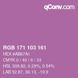 Color code: RGB 171 103 161 | qconv.com