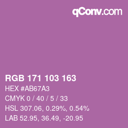 カラーコード: RGB 171 103 163 | qconv.com