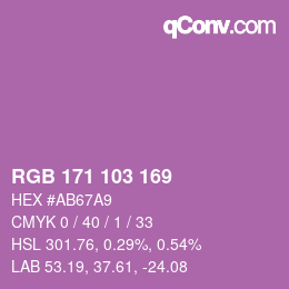 カラーコード: RGB 171 103 169 | qconv.com