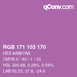 Color code: RGB 171 103 170 | qconv.com