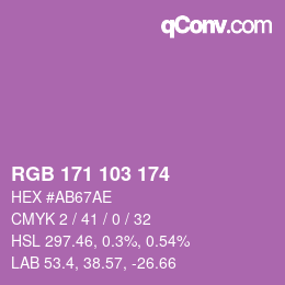 カラーコード: RGB 171 103 174 | qconv.com