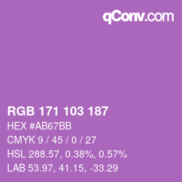 Color code: RGB 171 103 187 | qconv.com