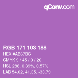 颜色代码: RGB 171 103 188 | qconv.com