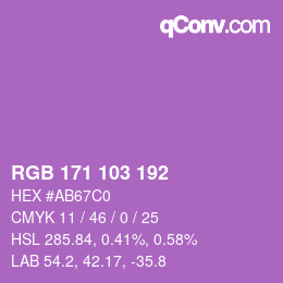 カラーコード: RGB 171 103 192 | qconv.com