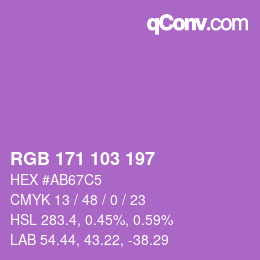Color code: RGB 171 103 197 | qconv.com