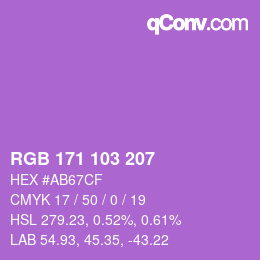 カラーコード: RGB 171 103 207 | qconv.com