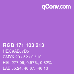 カラーコード: RGB 171 103 213 | qconv.com