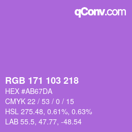 カラーコード: RGB 171 103 218 | qconv.com
