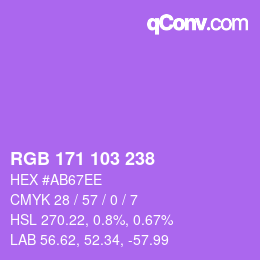 カラーコード: RGB 171 103 238 | qconv.com