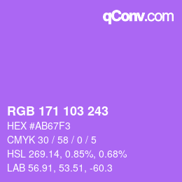 Color code: RGB 171 103 243 | qconv.com