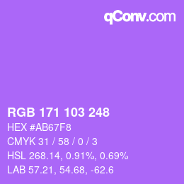 Color code: RGB 171 103 248 | qconv.com