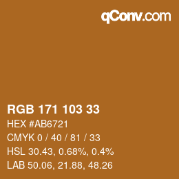 颜色代码: RGB 171 103 33 | qconv.com