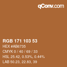 Color code: RGB 171 103 53 | qconv.com