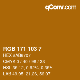 Color code: RGB 171 103 7 | qconv.com