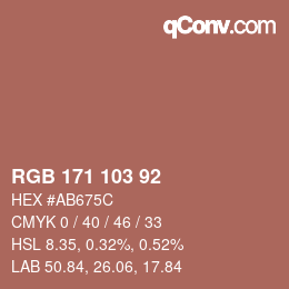 Color code: RGB 171 103 92 | qconv.com