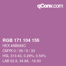 カラーコード: RGB 171 104 156 | qconv.com