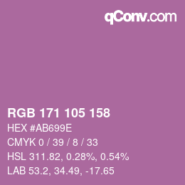 カラーコード: RGB 171 105 158 | qconv.com
