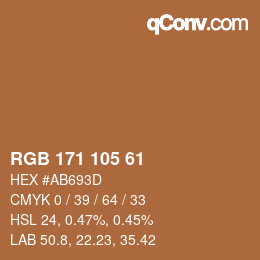 Color code: RGB 171 105 61 | qconv.com