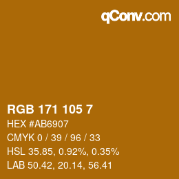 Color code: RGB 171 105 7 | qconv.com