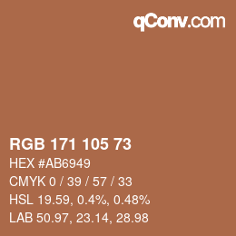 Color code: RGB 171 105 73 | qconv.com