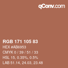 Color code: RGB 171 105 83 | qconv.com