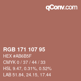 Farbcode: RGB 171 107 95 | qconv.com