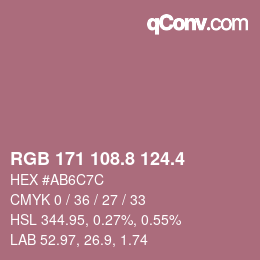 カラーコード: RGB 171 108.8 124.4 | qconv.com