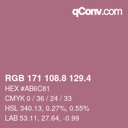カラーコード: RGB 171 108.8 129.4 | qconv.com