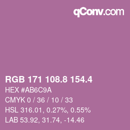 カラーコード: RGB 171 108.8 154.4 | qconv.com